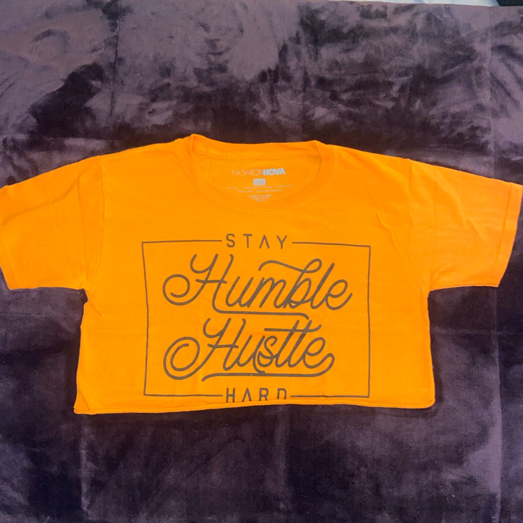 Cropped Orange TShirt Stay Humble Hustle Hard Cropped Orange TShirt Stay Humble Hustle Hard